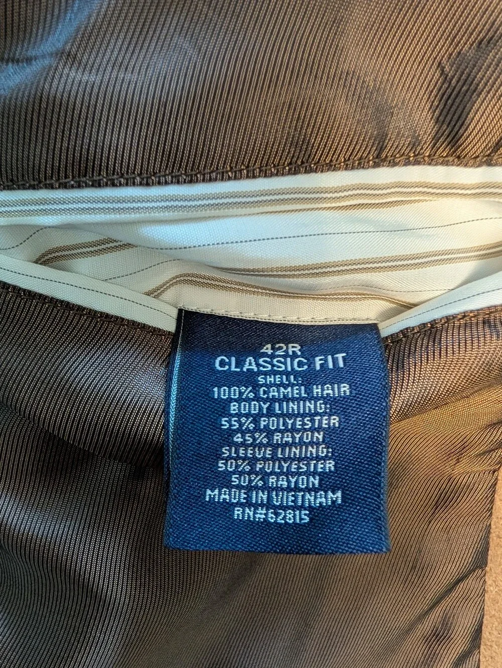 Stafford Signature 100% Camel Hair Blazer Mens 42R Classic Fit Sport Coat Tan